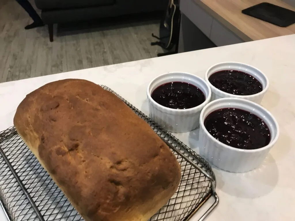 Homemade bread and jam